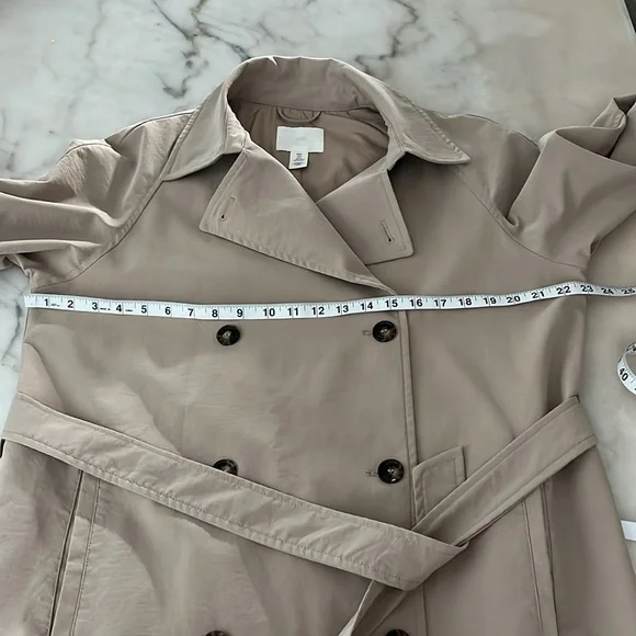 H&M Double Breasted Trench Coat Oversized Sz Small Beige Color - Picture 15 of 16